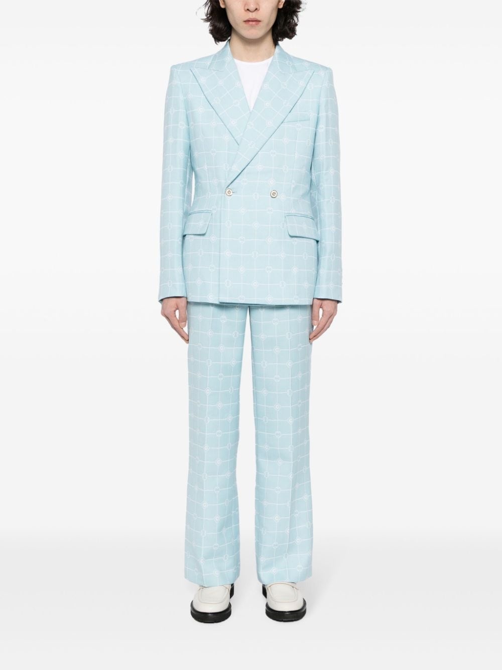Heart Monogram-jacquard wool trousers - 2