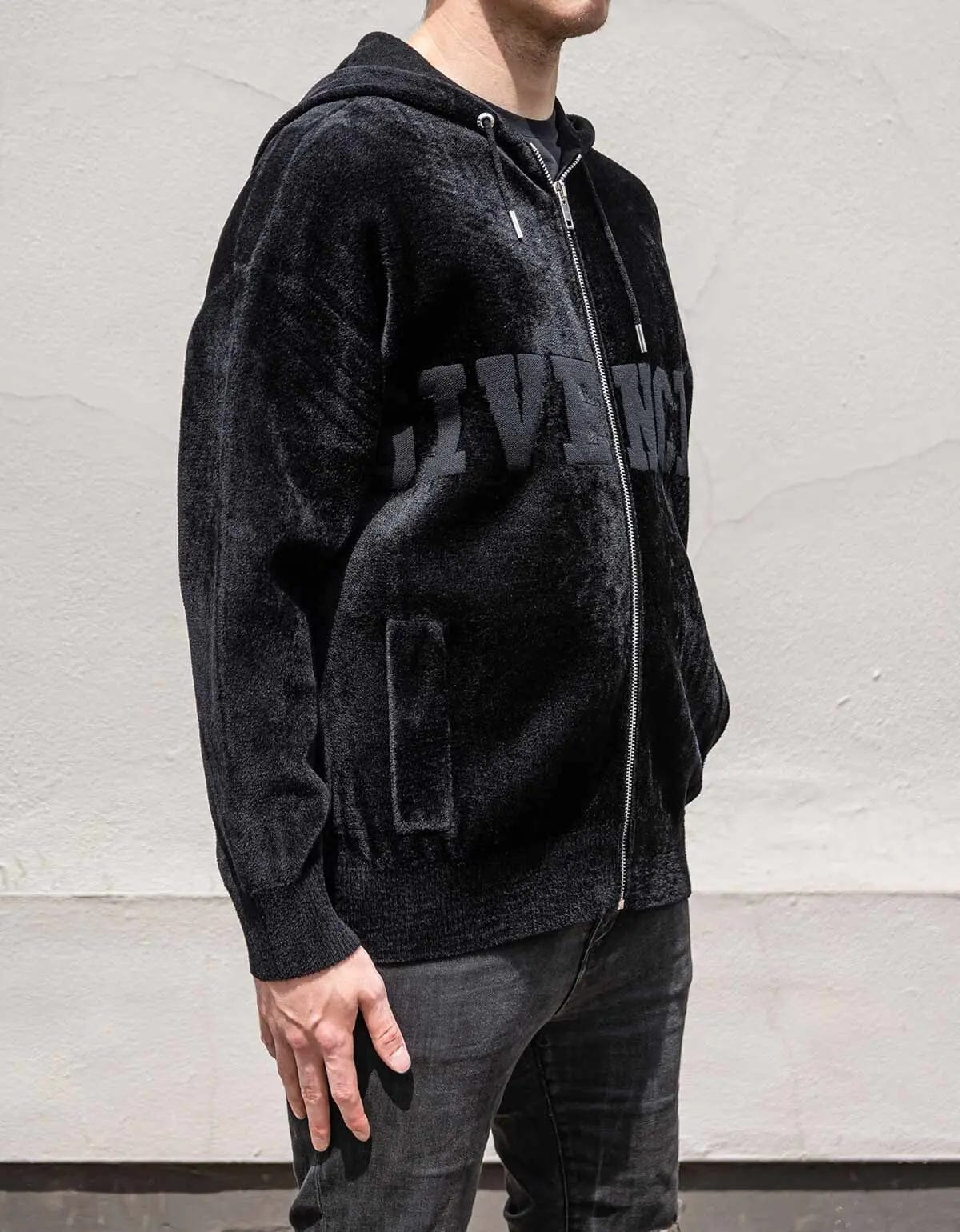 Givenchy Black Velvet Zip Logo Hoodie - 3