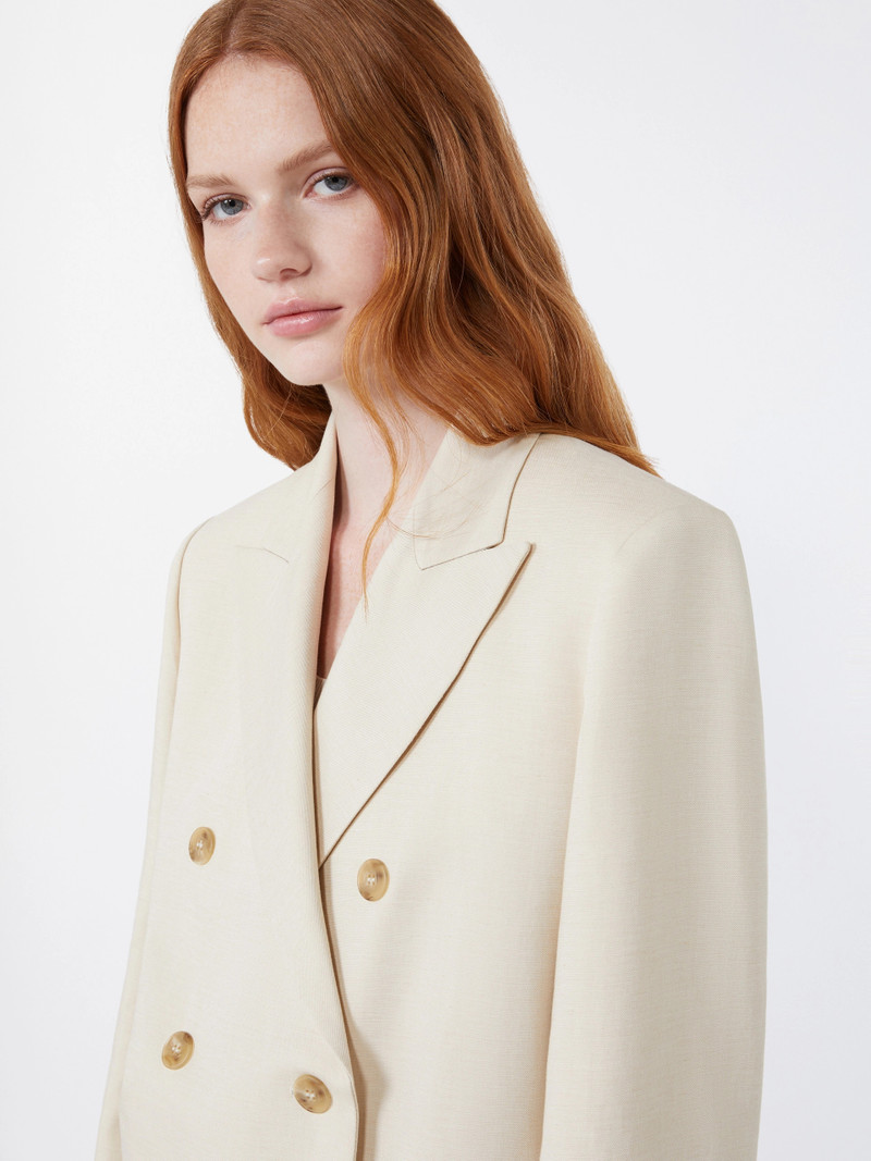 NEMBI Viscose and linen blazer - BEIGE 6