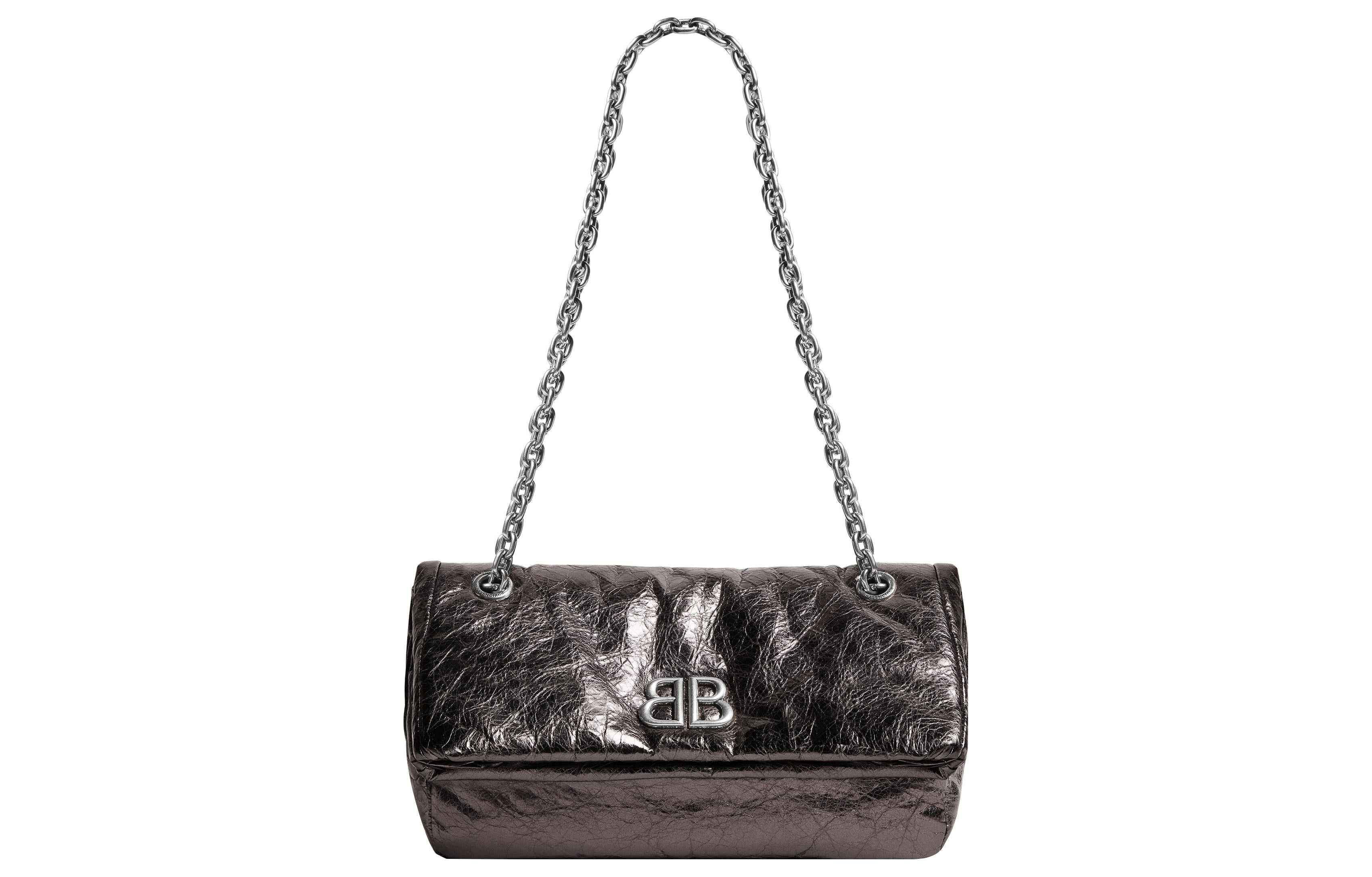 (WMNS) Balenciaga Monaco Small Chain Bag Metallized 'Dark Grey' 7659662AASD1314 - 5