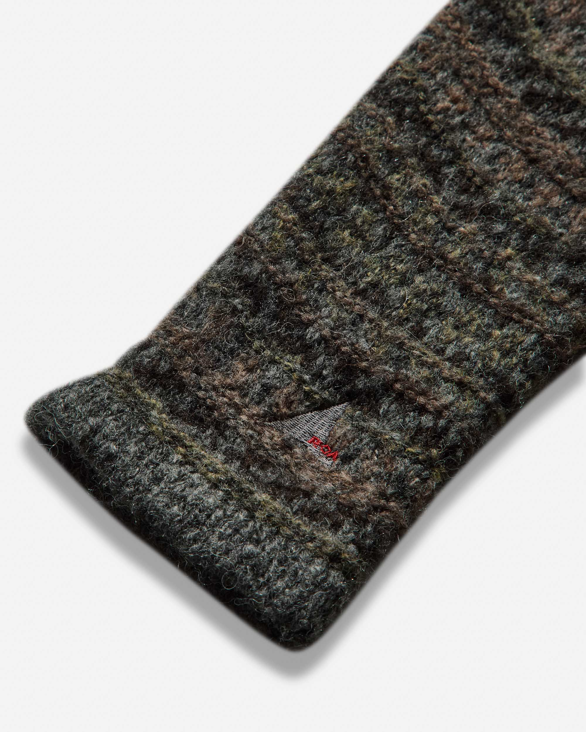 Men's Fair Isle Felted Knit Zip Up Hoodie Olive - 4