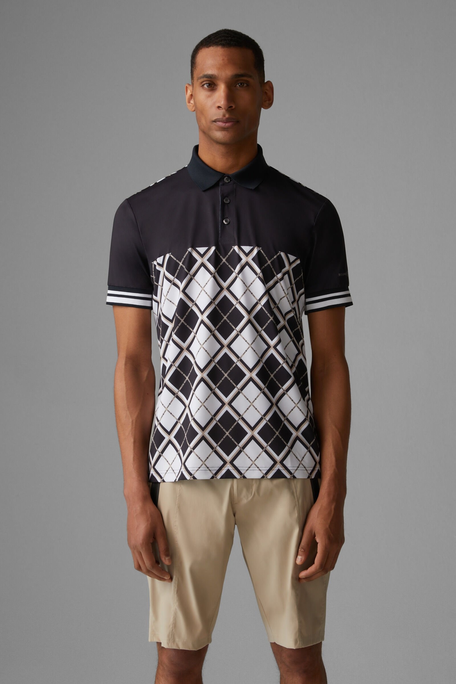 Richard Functional polo shirt in Black/White/Beige - 2