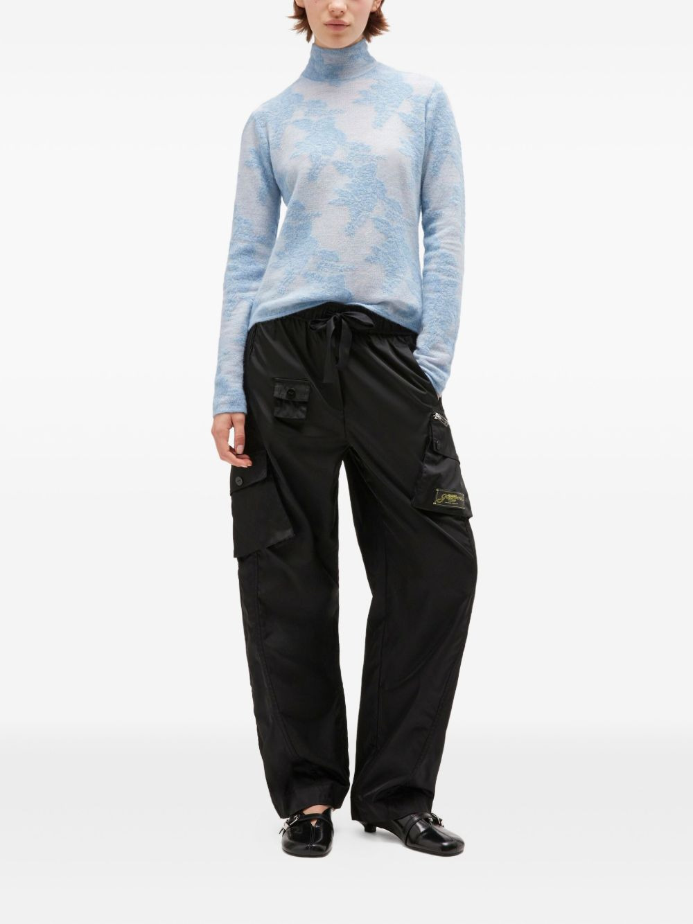 flower-jacquard mockneck sweater - 2