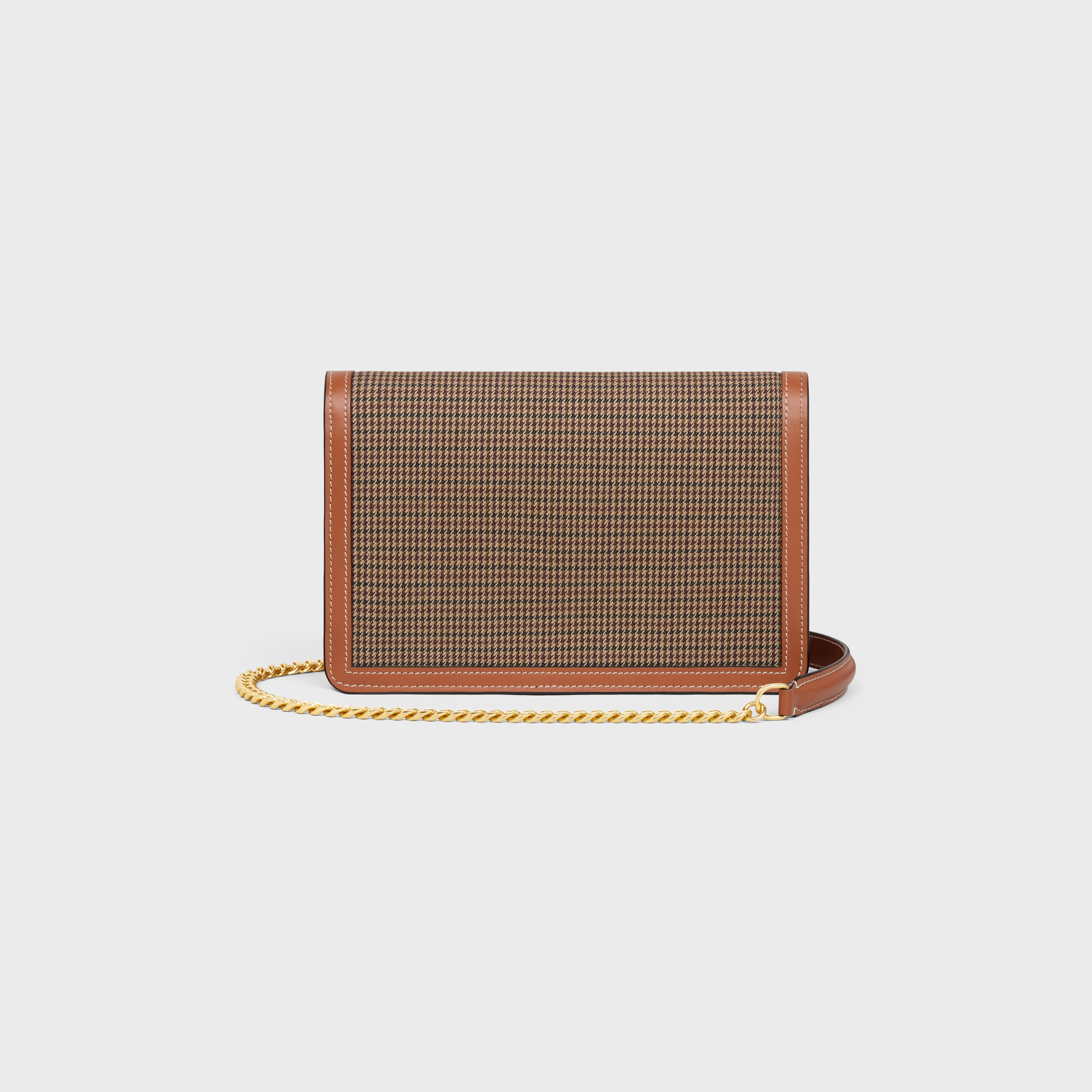 WALLET ON CHAIN MARGO in PIED DE POULE TEXTILE AND CALFSKIN - 3