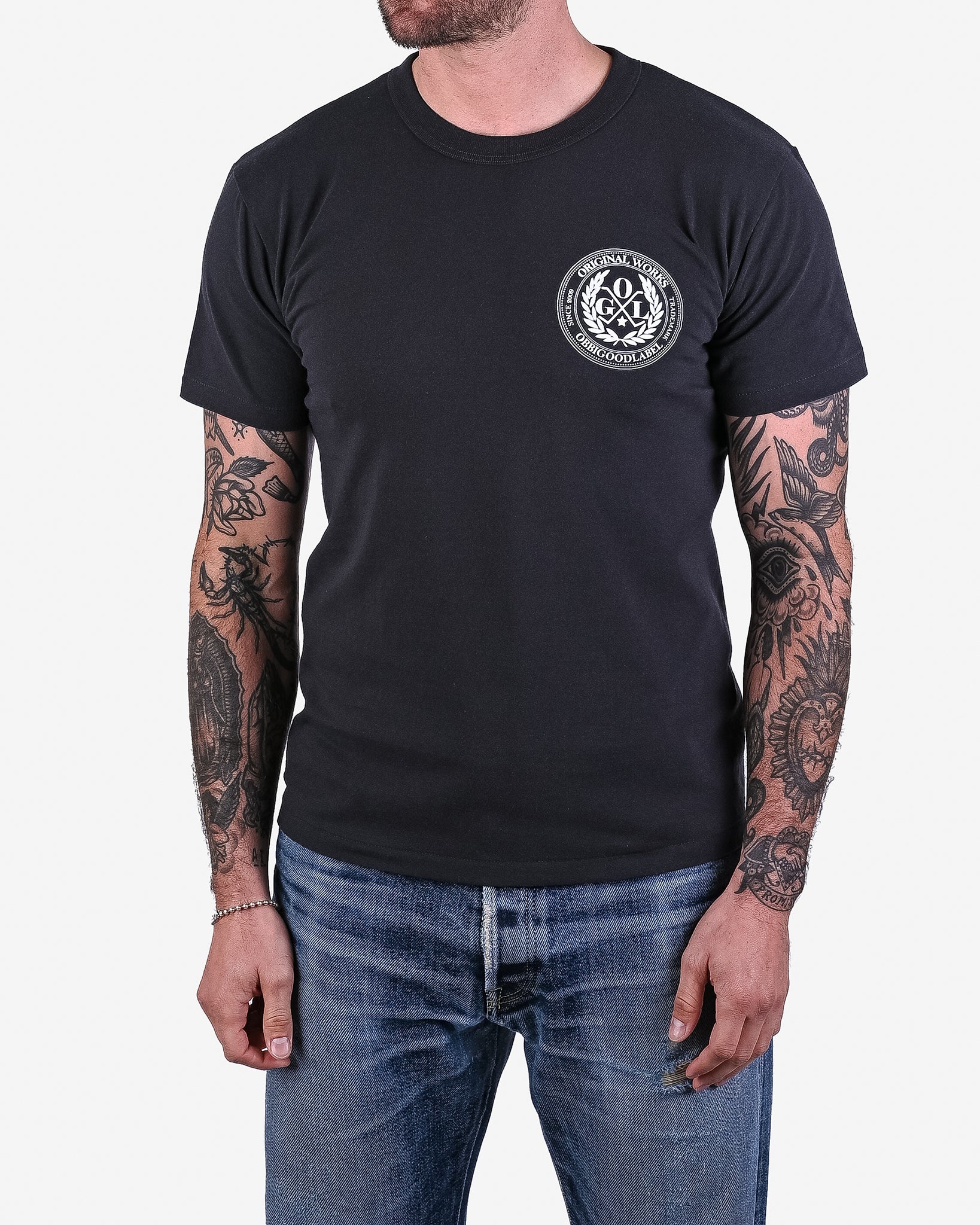 OGL-TEE-LOT20-LOGO-CHA OGL 6.2oz Ringspun T-shirt - Silkscreen Printed 'OGL Logo' - Charcoal - 2