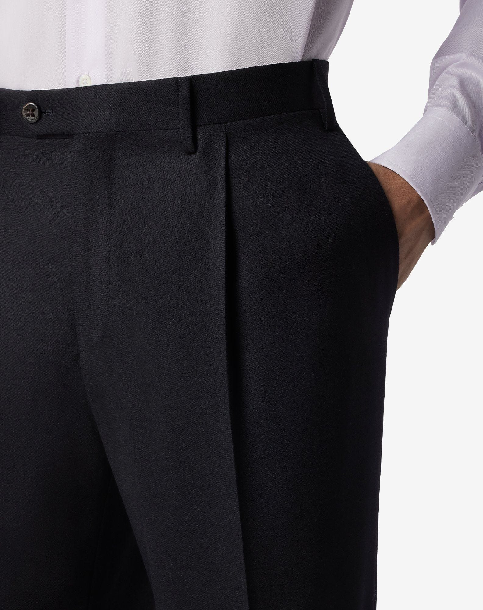 Black 1 pleated pure wool trousers - 3