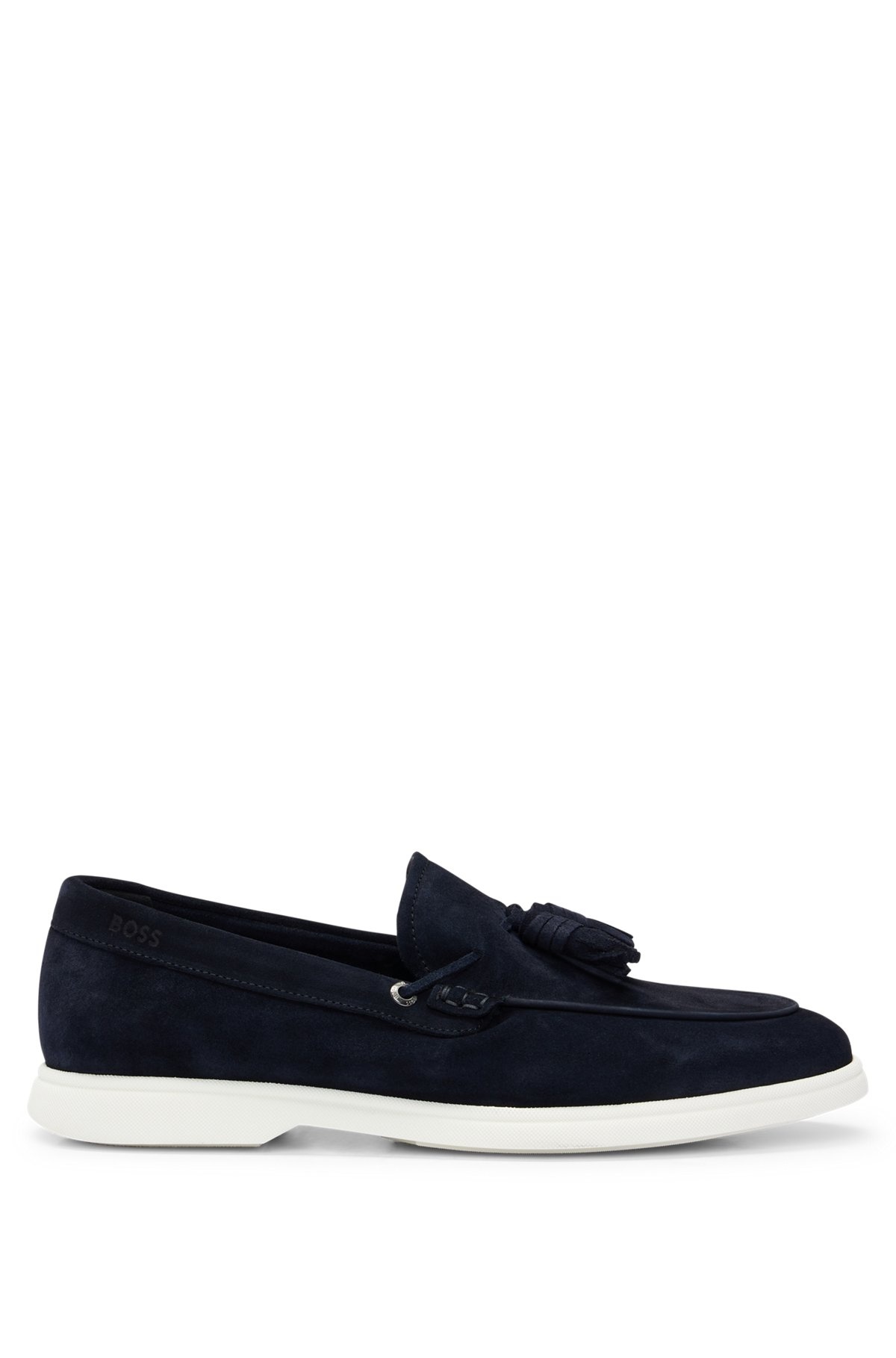 SUEDE SLIP-ON LOAFERS WITH TASSEL TRIM - 1