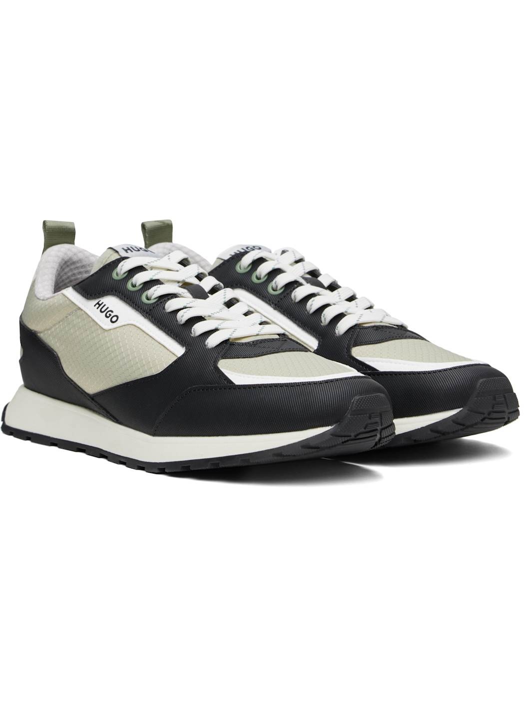 Black & Beige Mixed-Material Ripstop & Faux-Leather Sneakers - 4