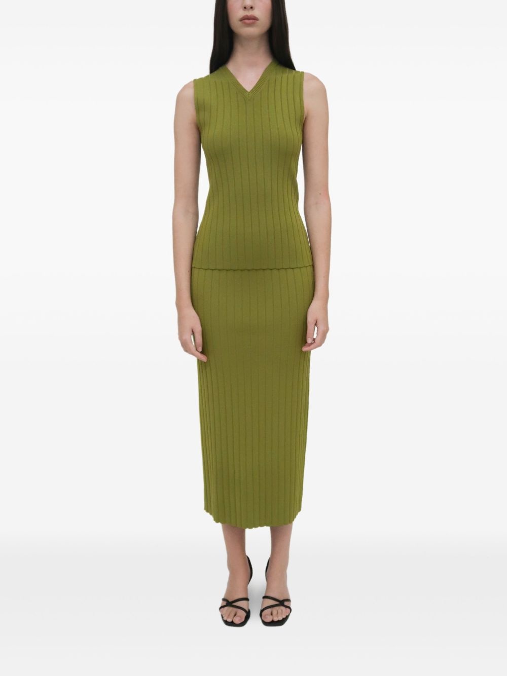 ribbed-knit midi skirt - 5