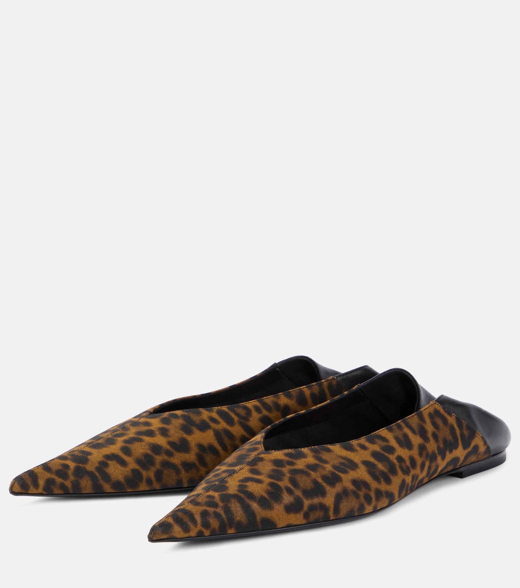 Nour leopard-print leather-trimmed mules - 5