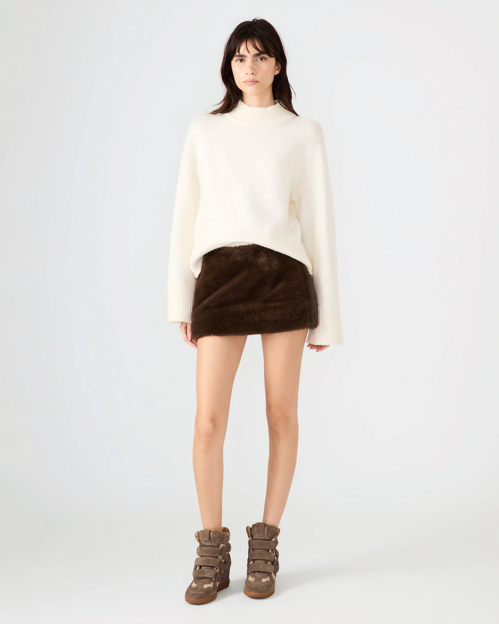 AVIVA FAUX FUR SKIRT DARK ESPRESSO - 1