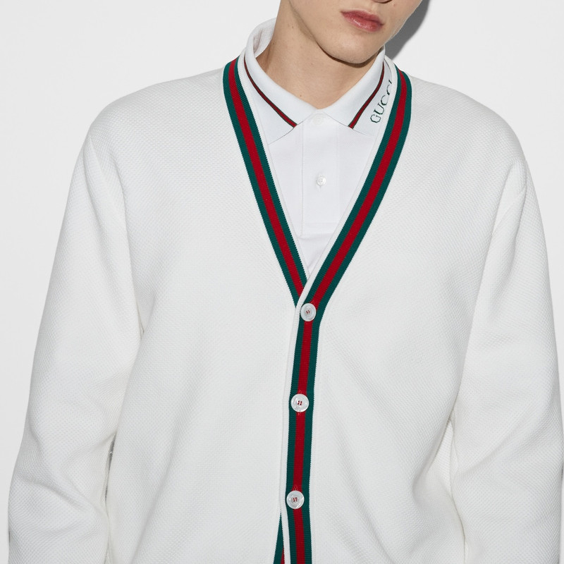 Cotton knit cardigan with Web 5