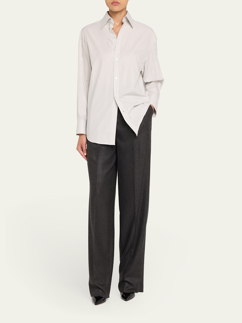 SAINT LAURENT Long-Sleeve Collared Button-Down Blouse outlook