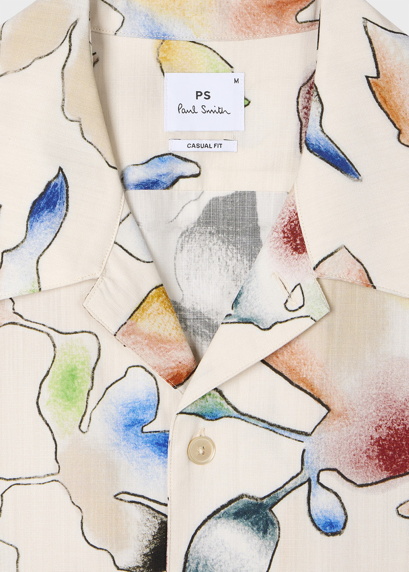 Paul Smith White 'Good Fortune Floral' Short-Sleeve Shirt outlook