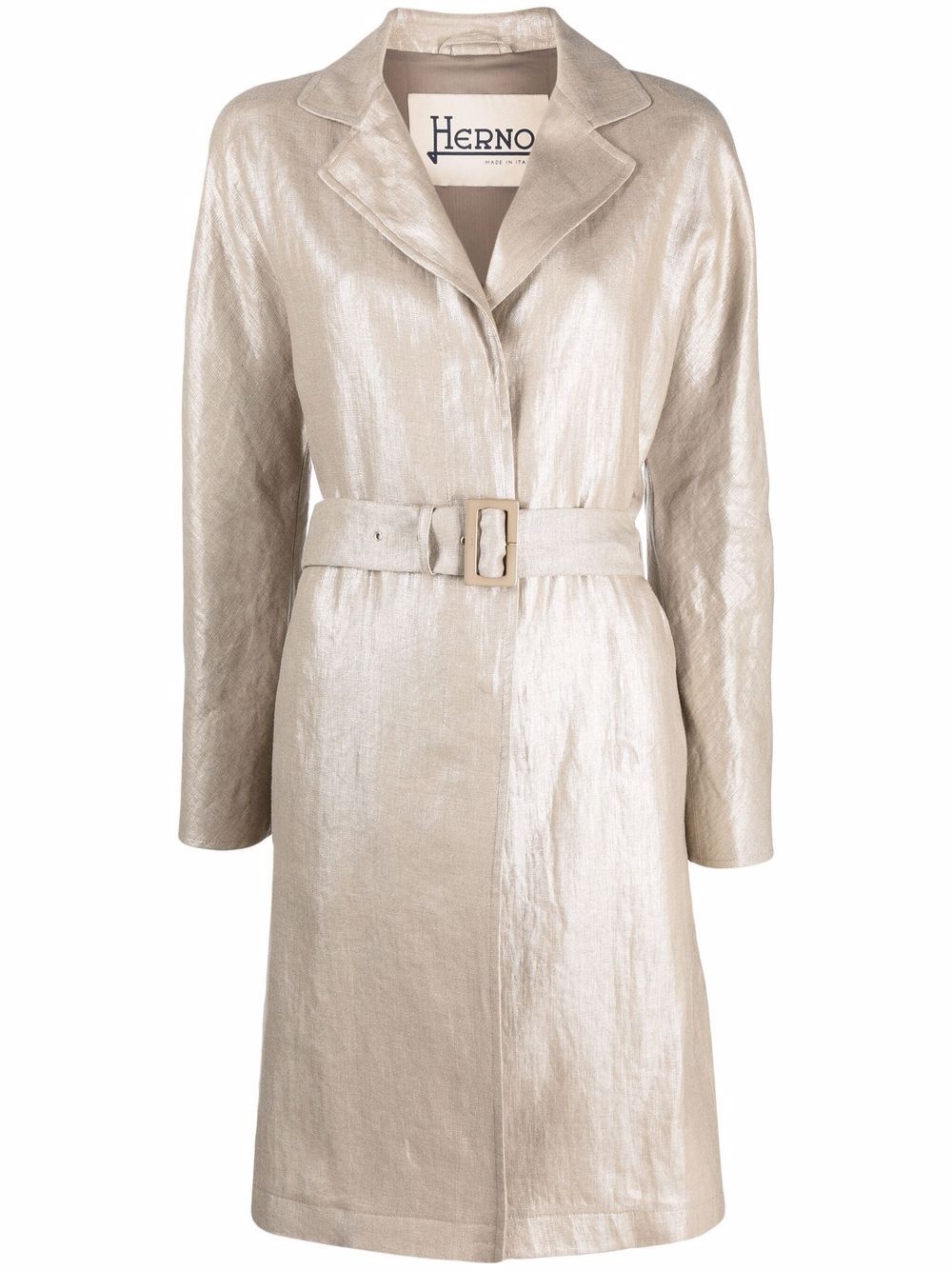belted single-breasted coat - 1