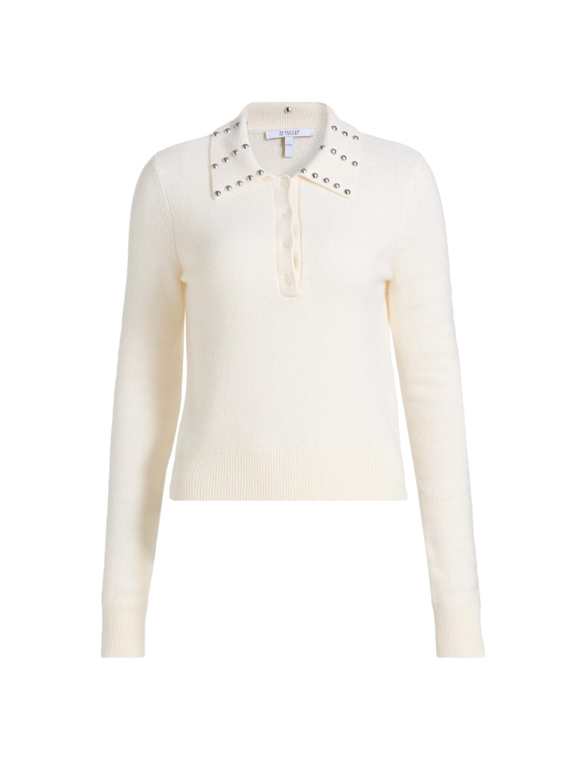 Women's Sancia Studded Collar Wool-Blend Sweater - Ivory Snow White 1