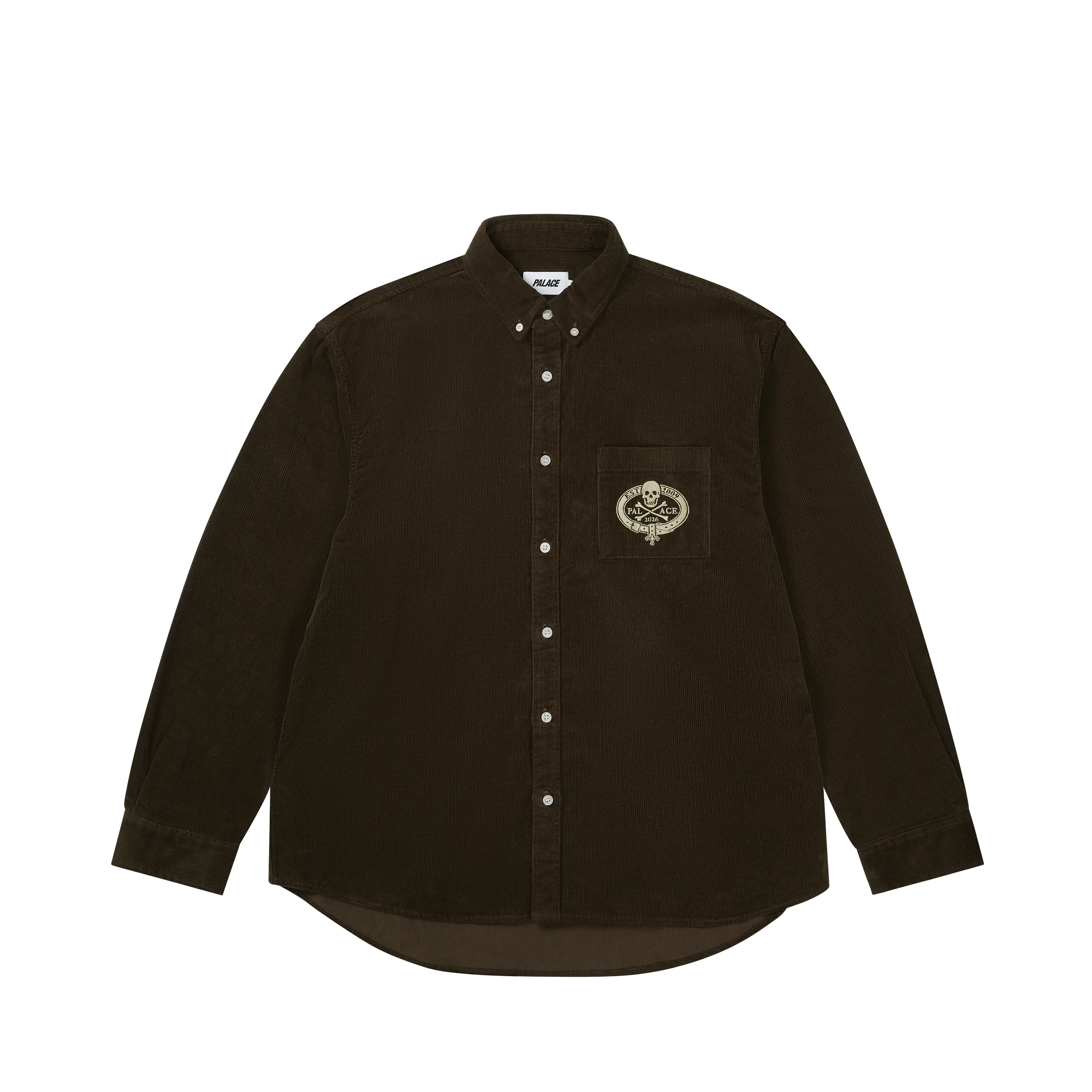 SKULL CREST CORD SHIRT BROWN - 1