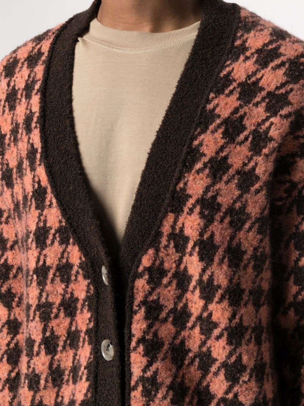 houndstooth pattern knitted cardigan - 5