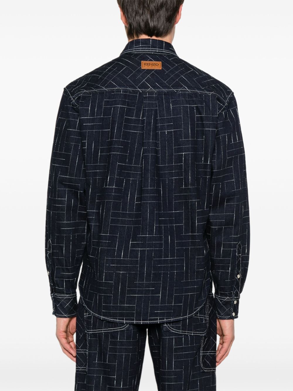 geometric-pattern cotton shirt - 4