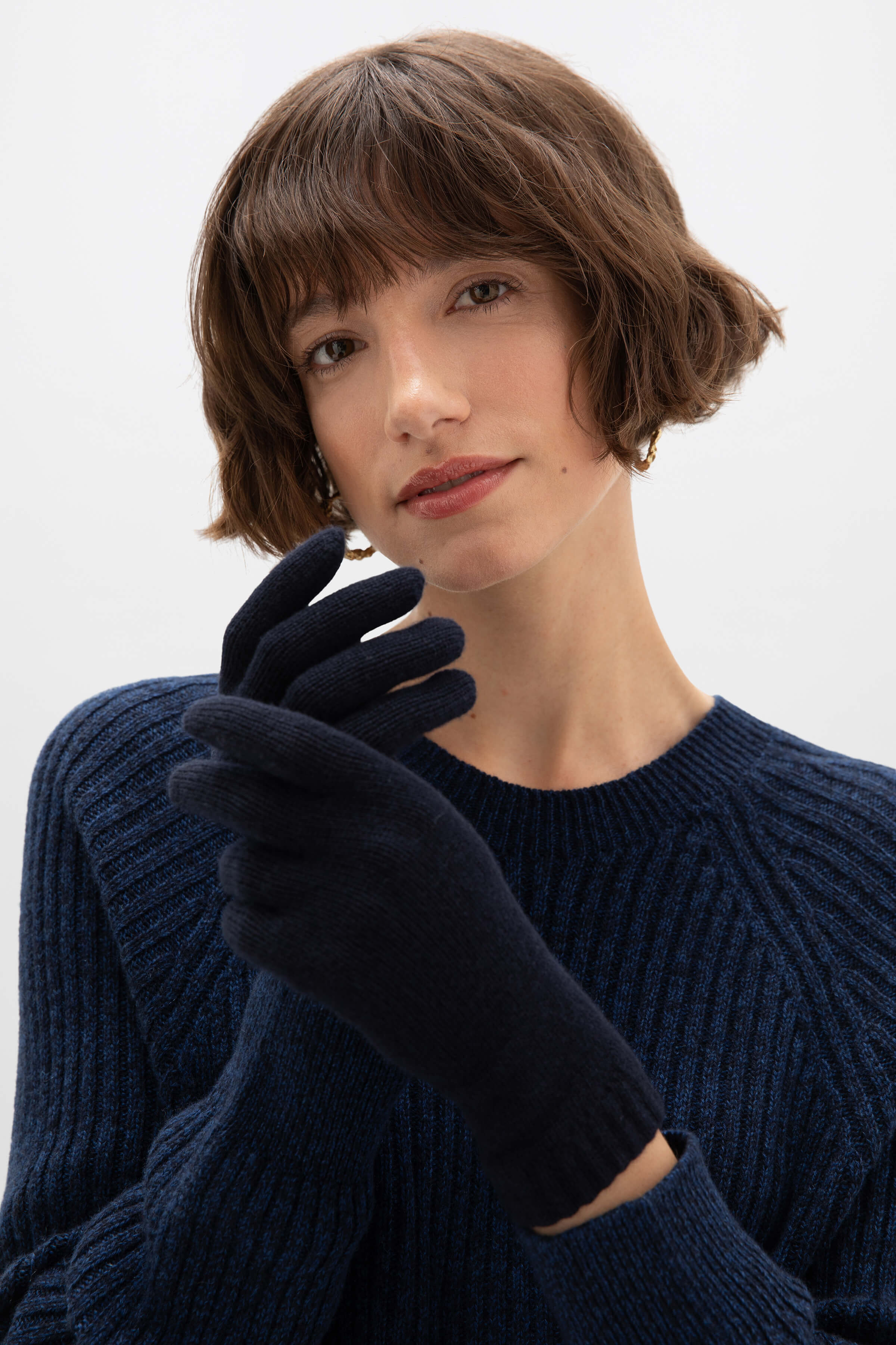 Women's Cashmere Navy Gloves - 2
