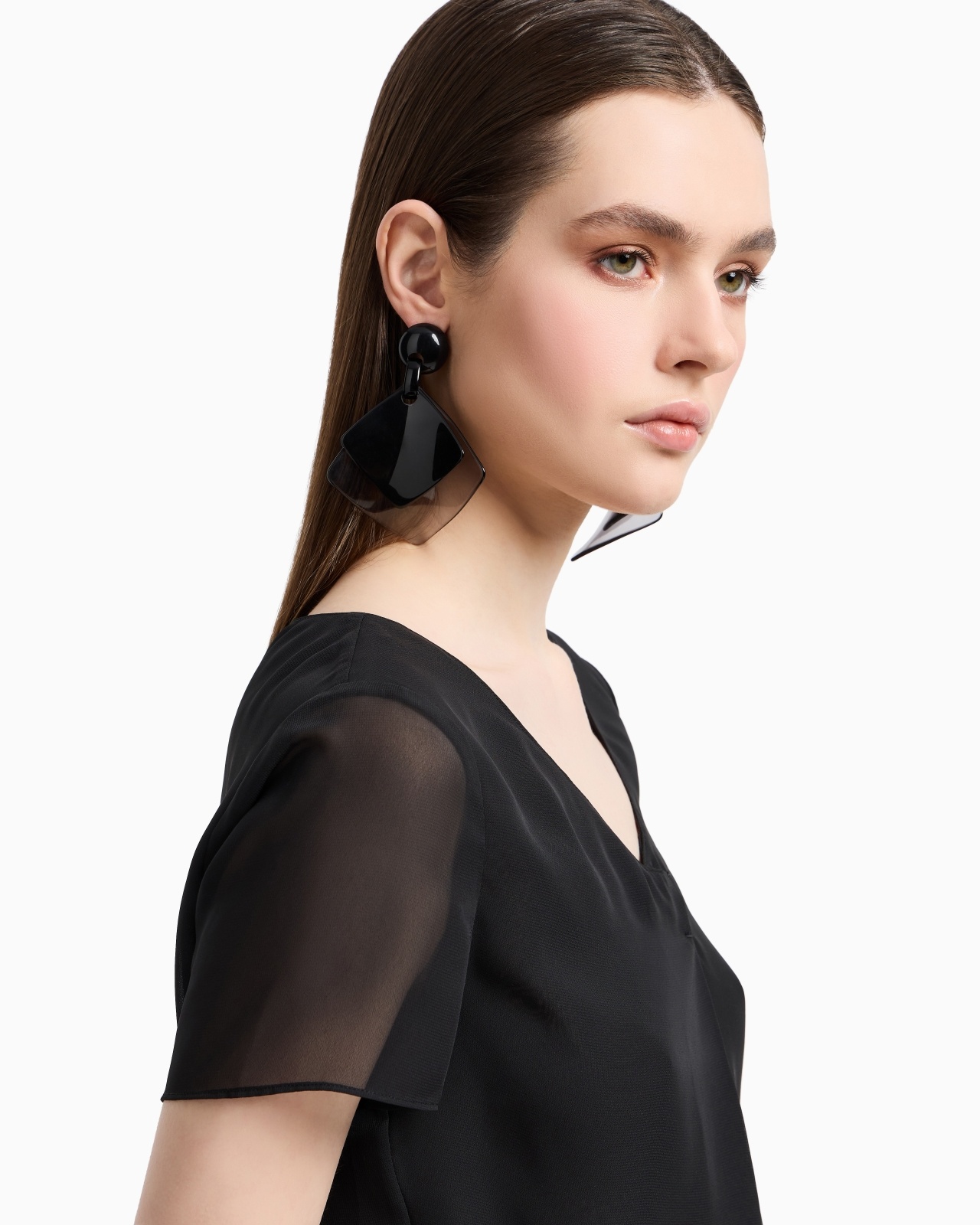 TECHNICAL GEORGETTE V-NECK BLOUSE - 5