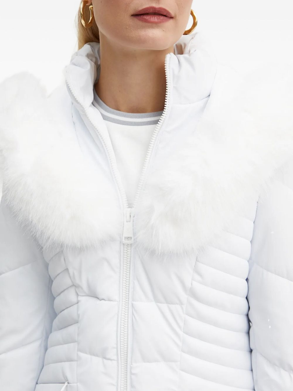 quilted faux-fur coat - 5