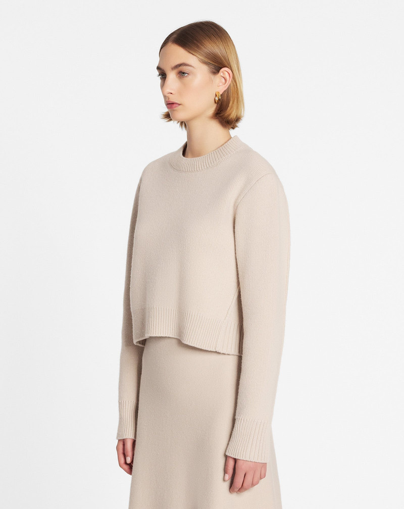 CROPPED WOOL AND CASHMERE CREWNECK SWEATER 3