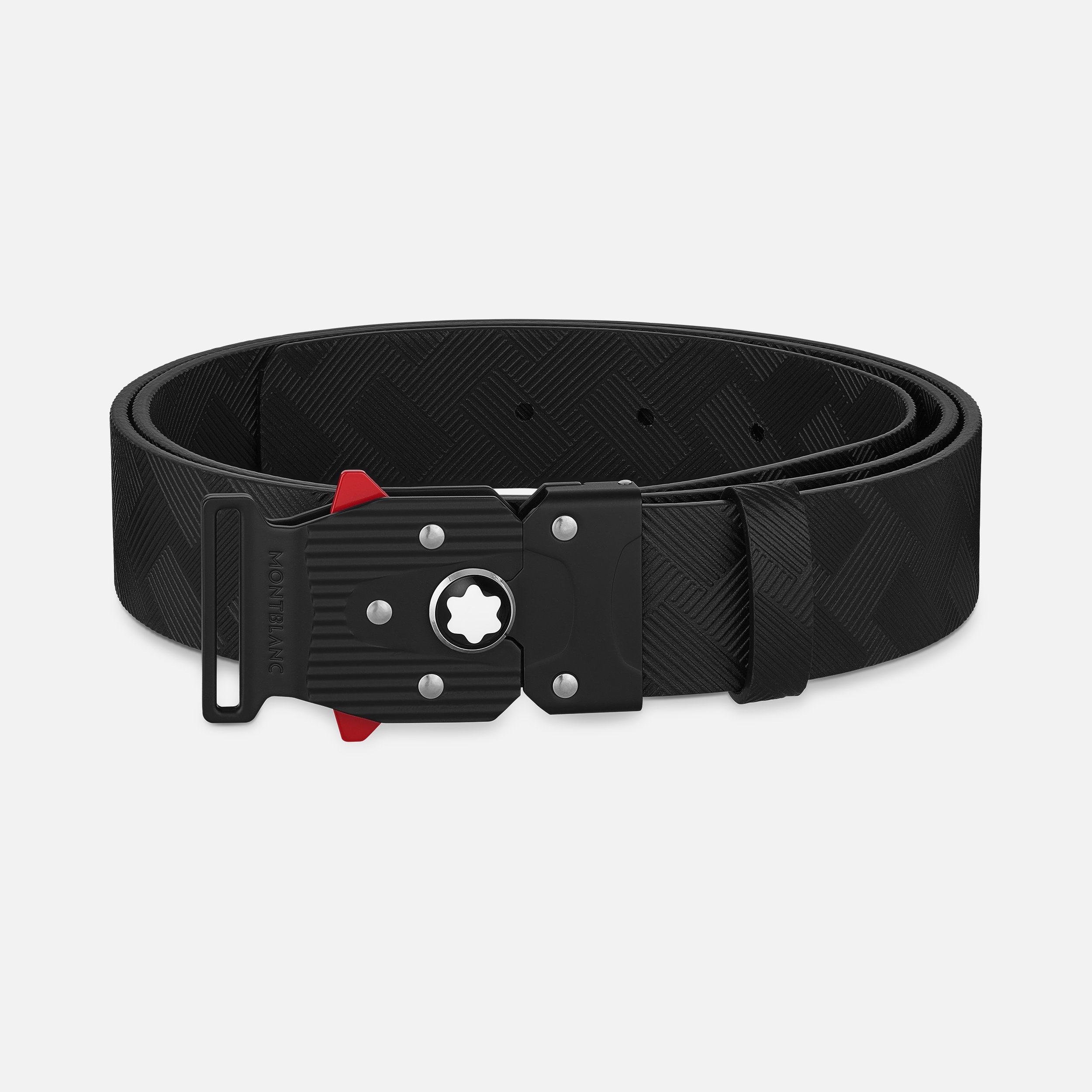 Montblanc M LOCK 4810 black printed 35 mm leather buckle belt 