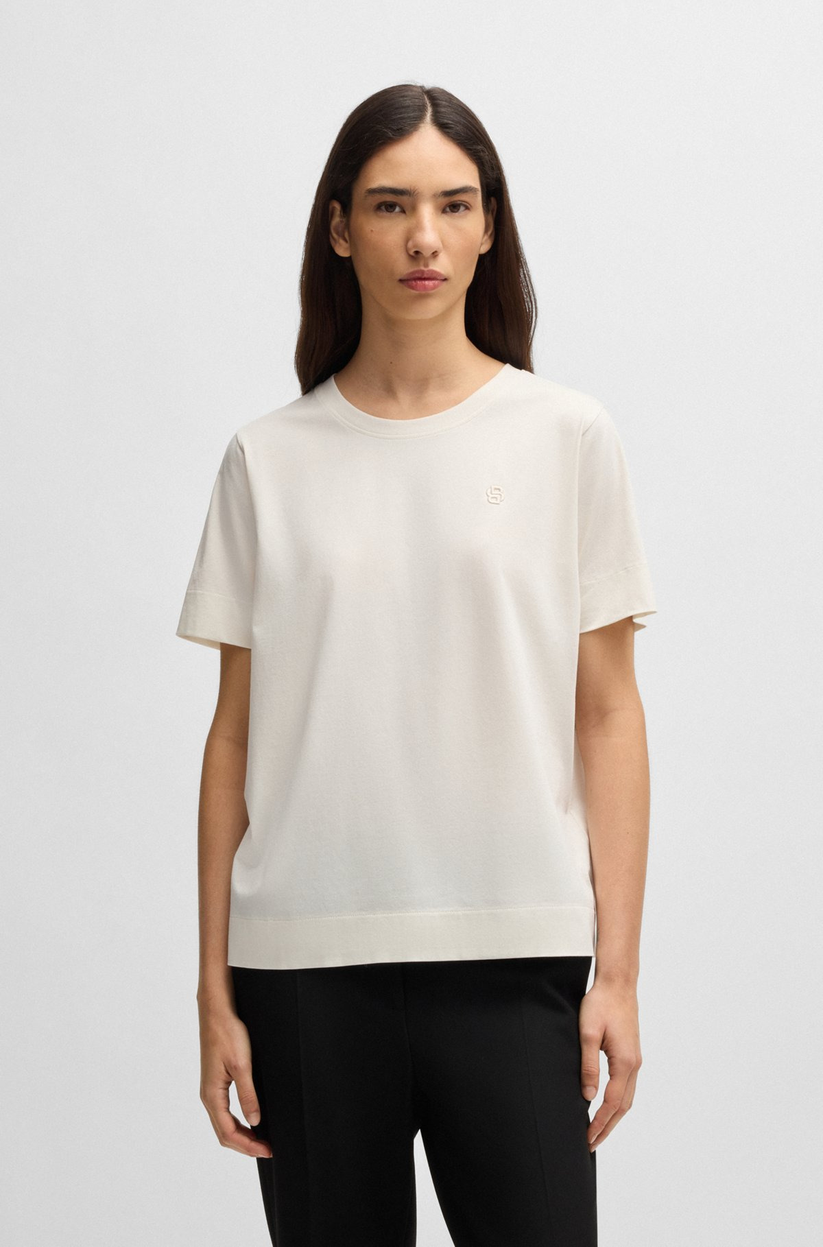 MERCERIZED-COTTON T-SHIRT WITH DOUBLE B MONOGRAM - 2