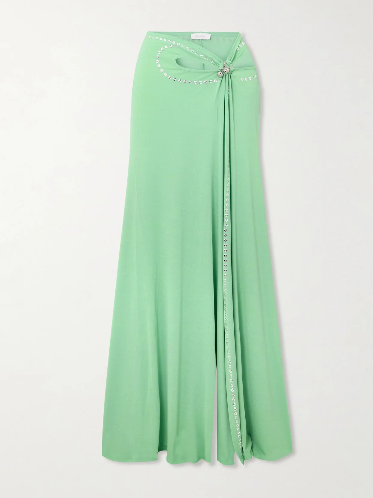 Studded Gathered Cutout Jersey Maxi Skirt - 1