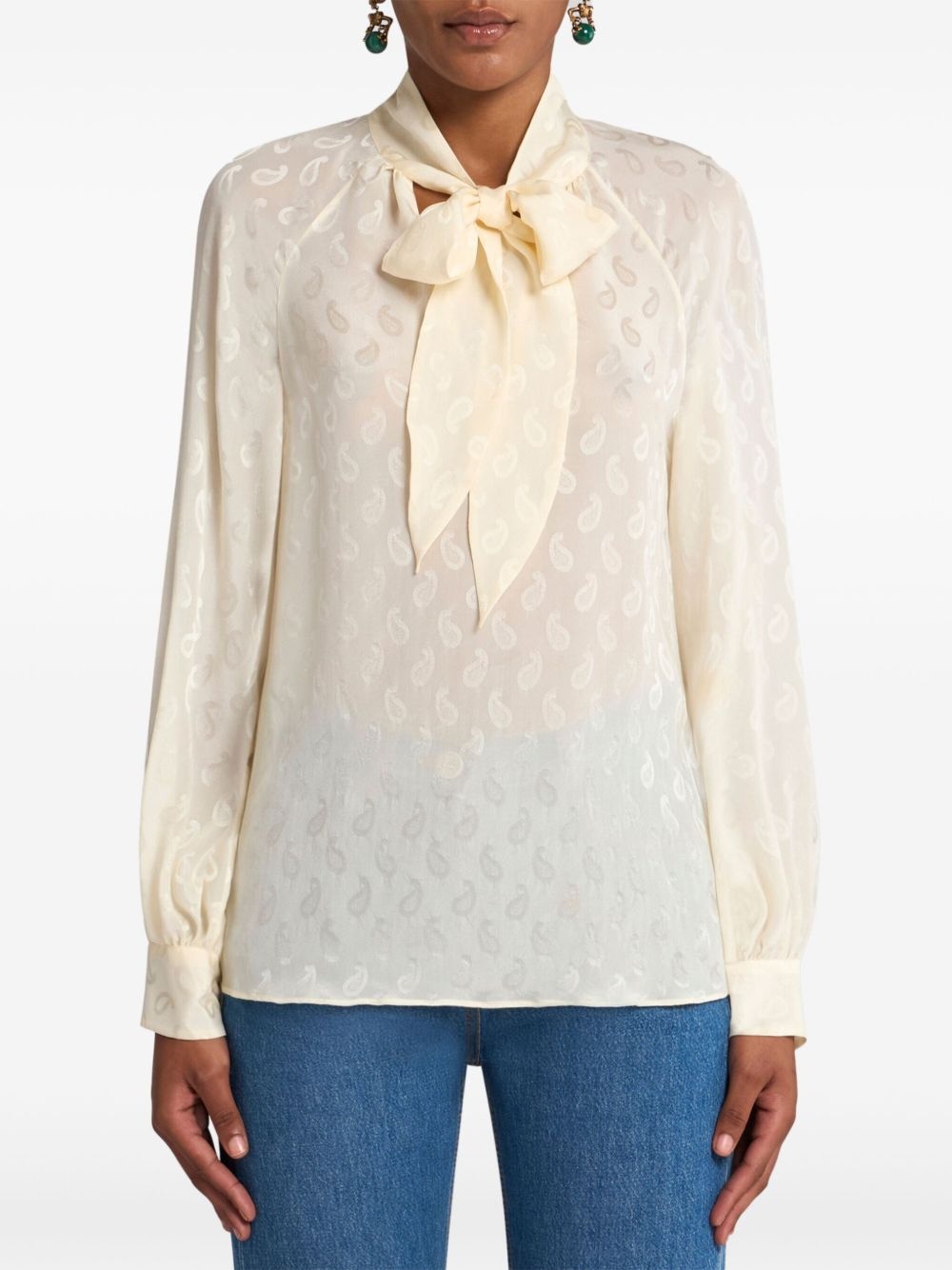 paisley-jacquard silk blouse - 2