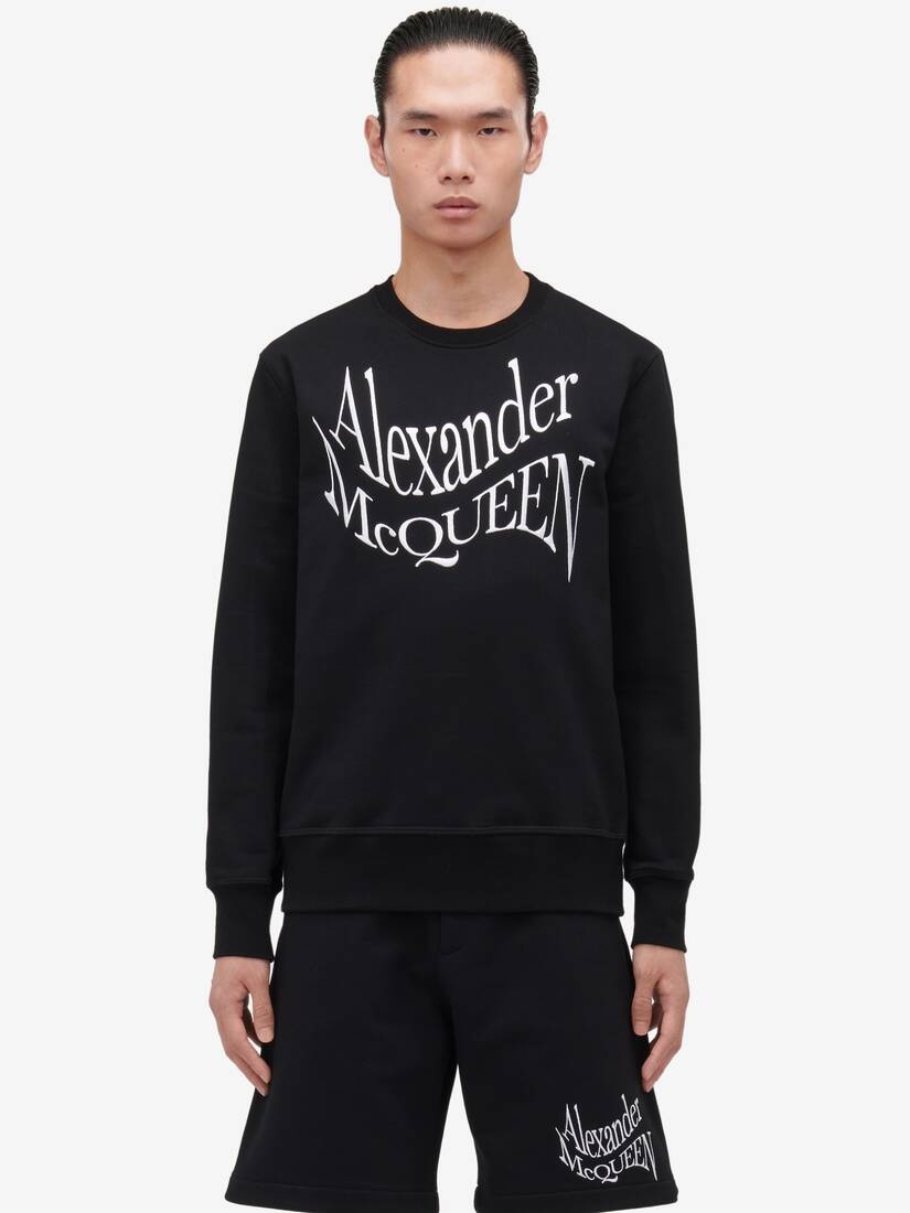 Men's Warped Logo Sweatshirt in Black - 6