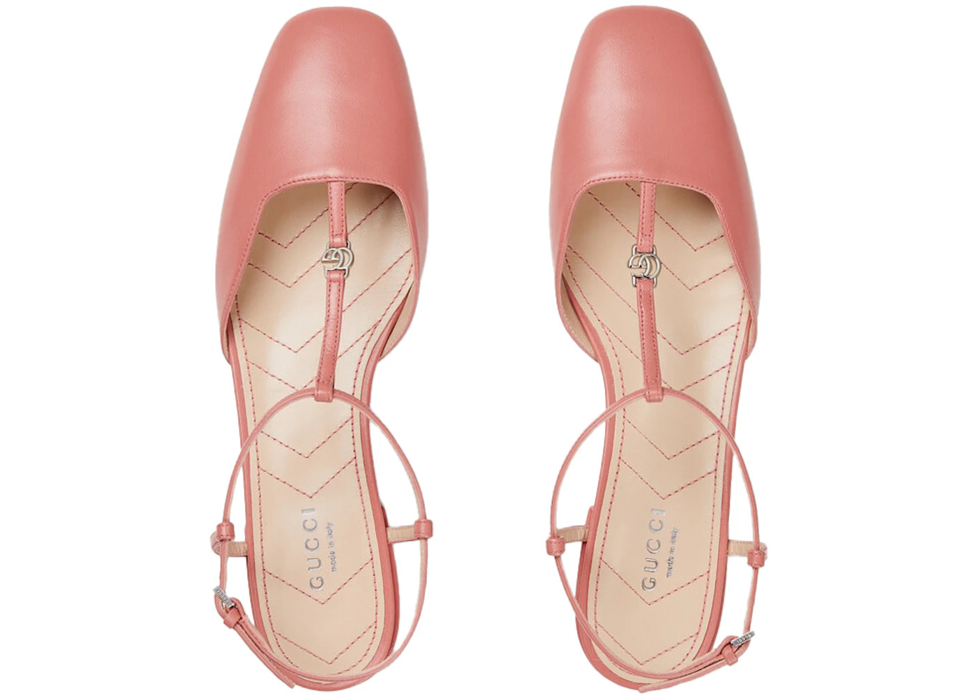 Gucci Double G Ballet Flats Pink Leather (Women's) - 3