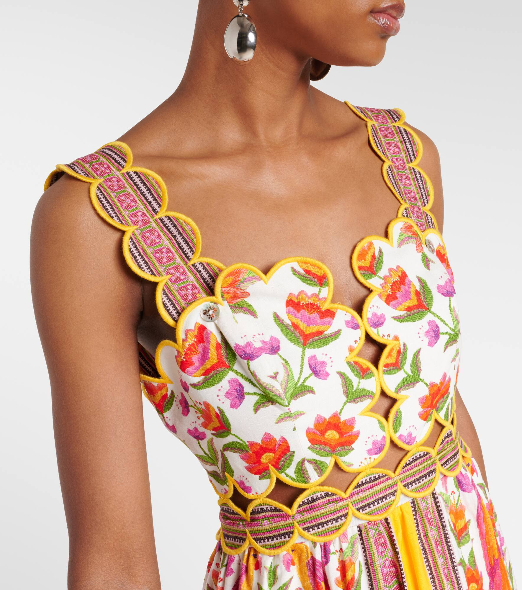 Floral linen-blend maxi dress - 4