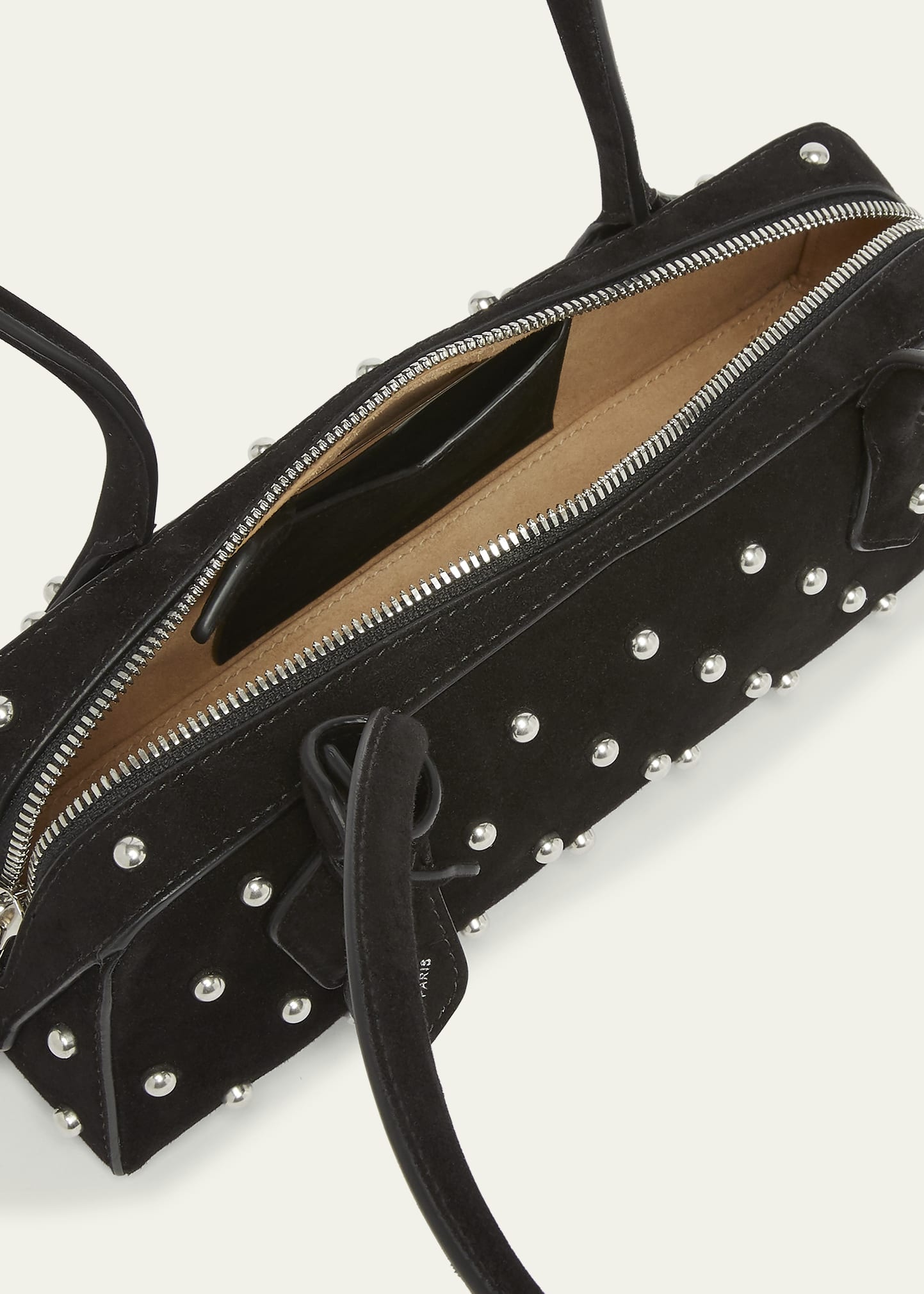 Le Teckel Small Shoulder Bag in Studded Suede - 4