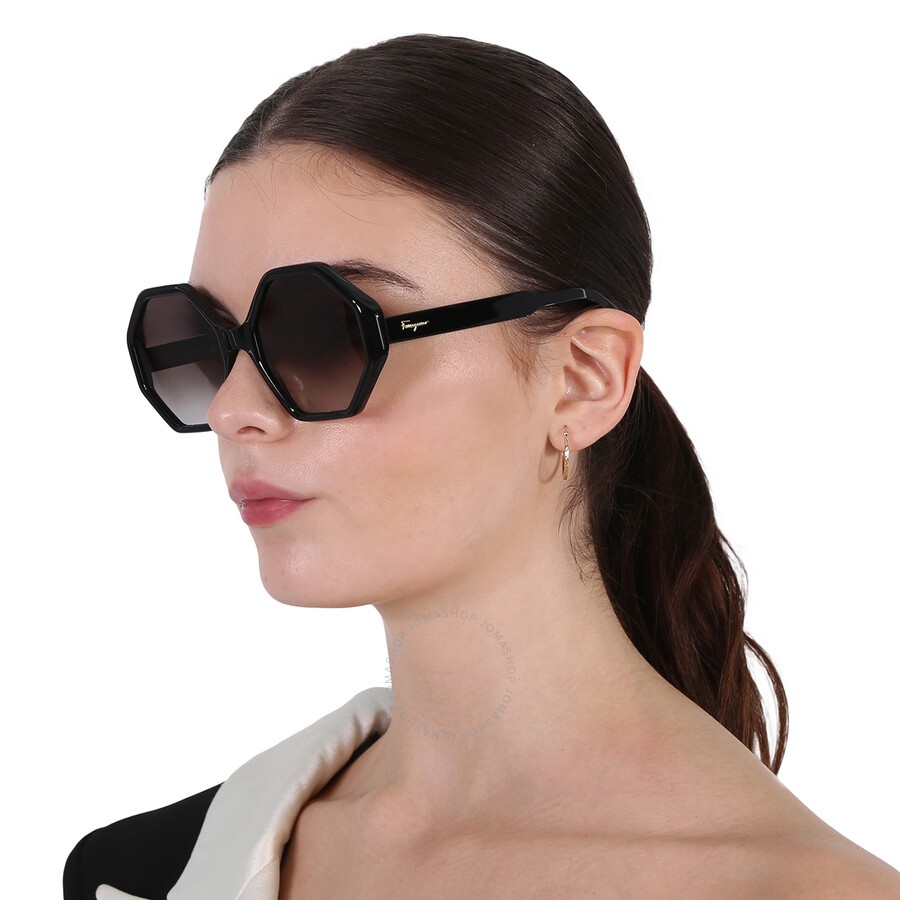 Salvatore Ferragamo Grey Gradient Hexagonal Ladies Sunglasses SF1070S 001 52 - 2