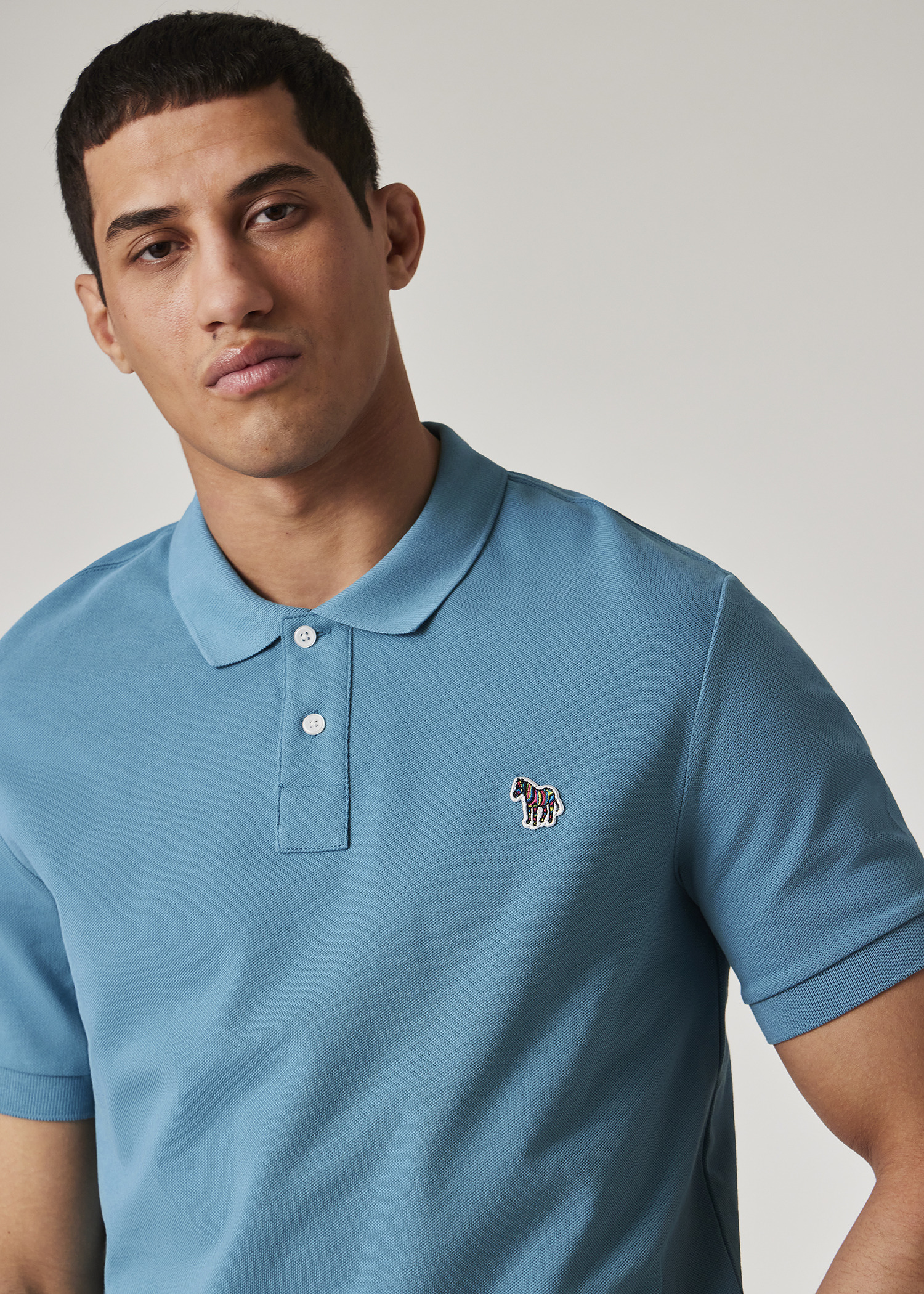Light Teal Organic Cotton Zebra Polo Shirt - 3