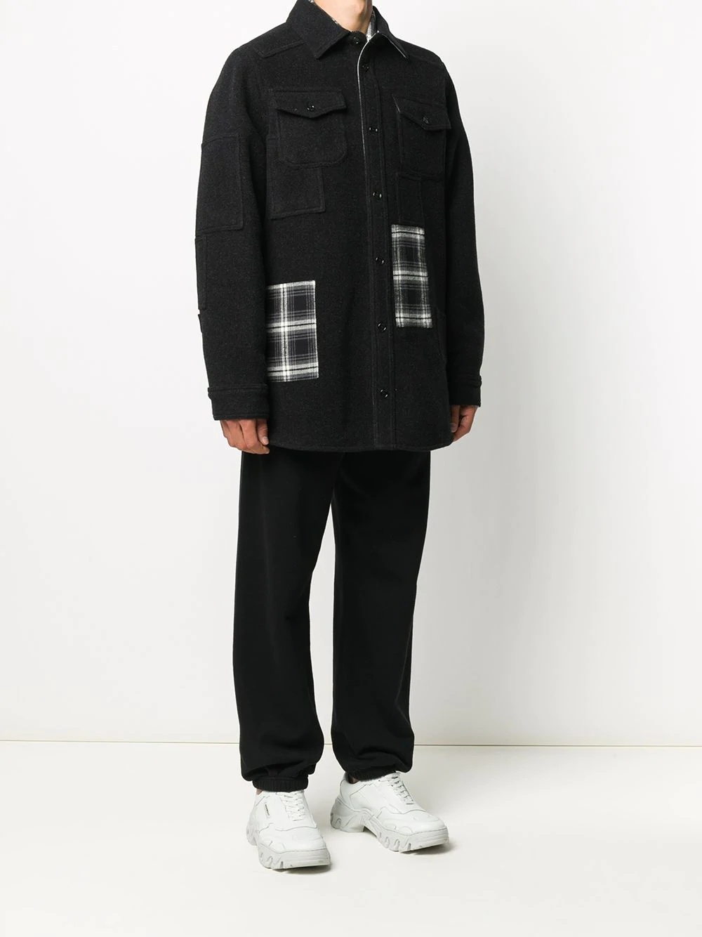 plaid pockets buttoned overshirt - 3