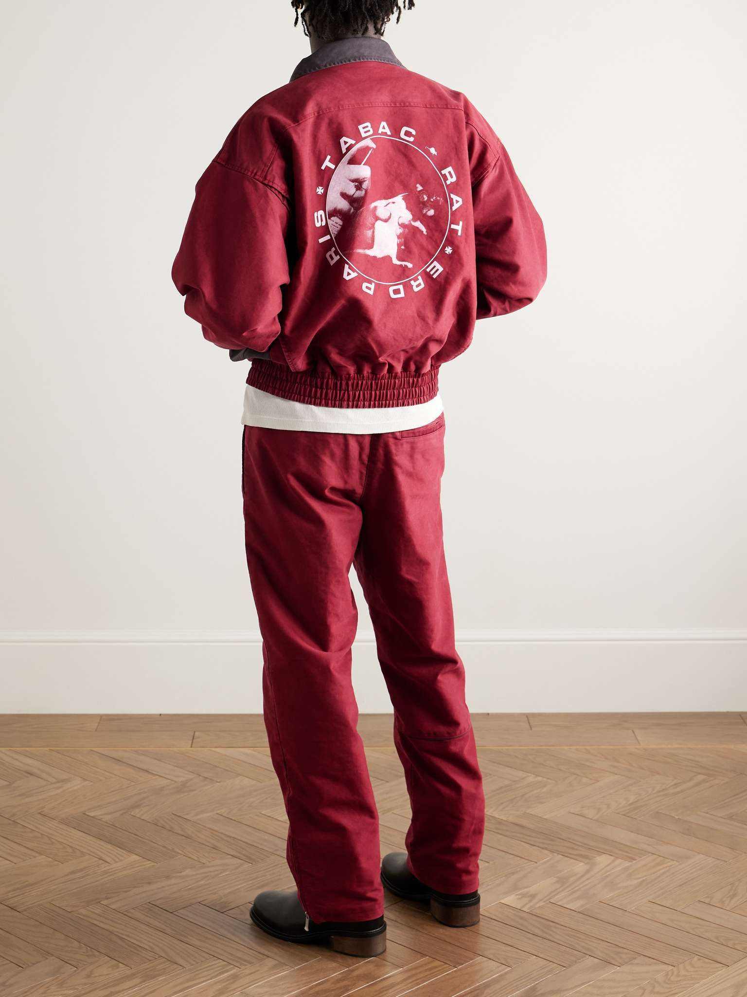 Tabac Rat Logo-Print Colour-Block Cotton-Moleskin Track Jacket - 2
