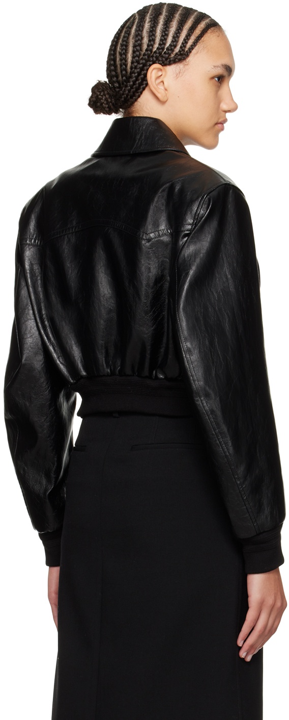 ブルゾン RECTO LYON FAUX LEATHER CROP JUMPER COGNAC RECTO Black Lyon Faux-Leather Bomber Jacket | REVERSIBLE