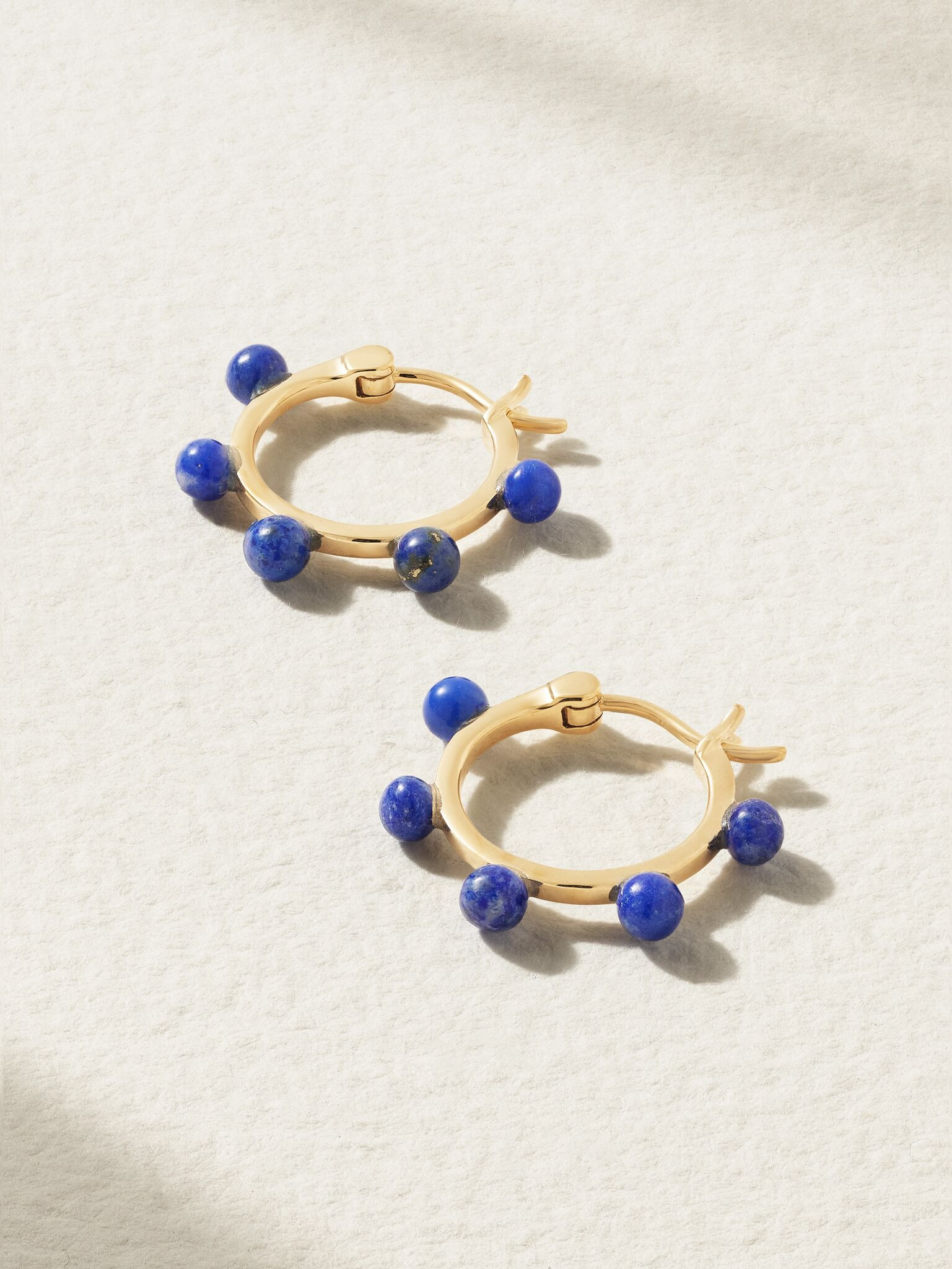 Small Dot 14-karat gold lapis lazuli hoop earrings Gold - 1