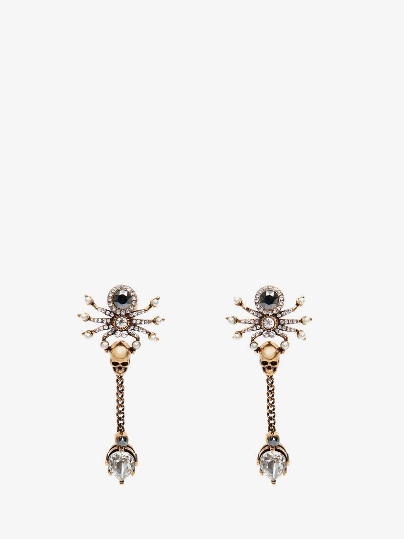 Jewelled Spider Earrings in Gold - 1