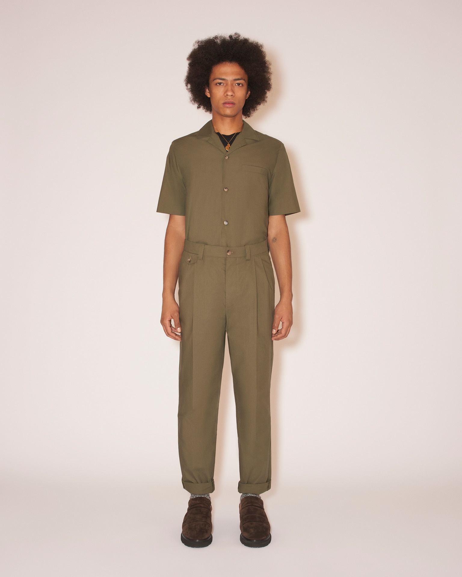 GINI - Lightweight poplin pants - Olive - 2