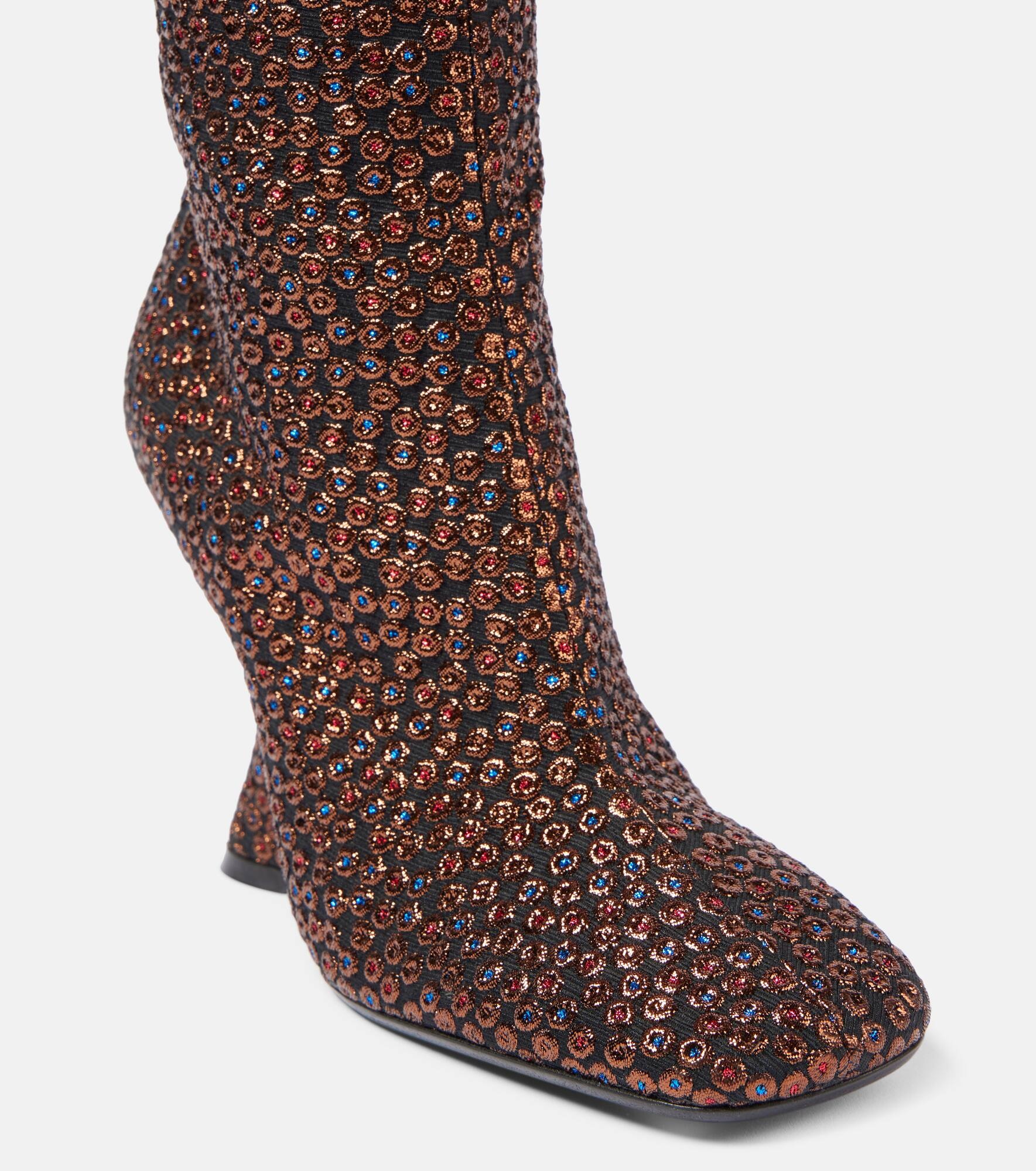 105 glitter wedge knee-high boots - 5