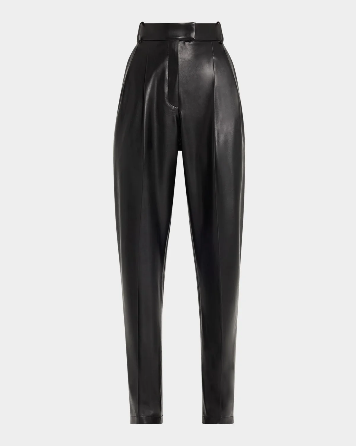 Dru Pleated Tapered Faux Leather Pants - 1