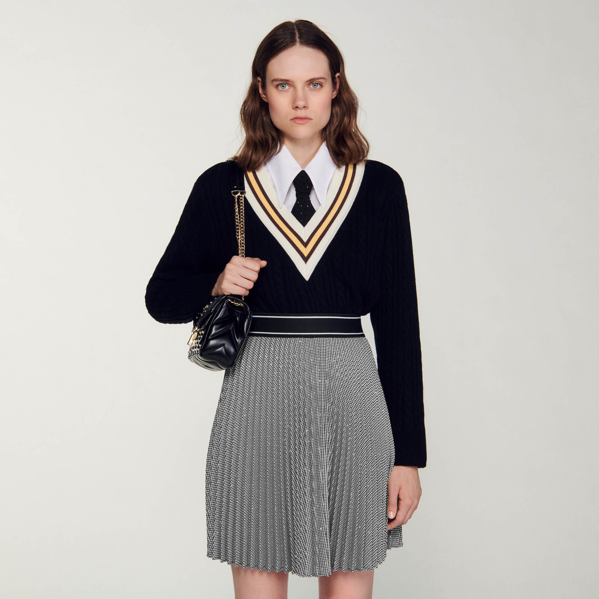 SHORT PLEATED SKIRT WITH RHINESTONES - 5