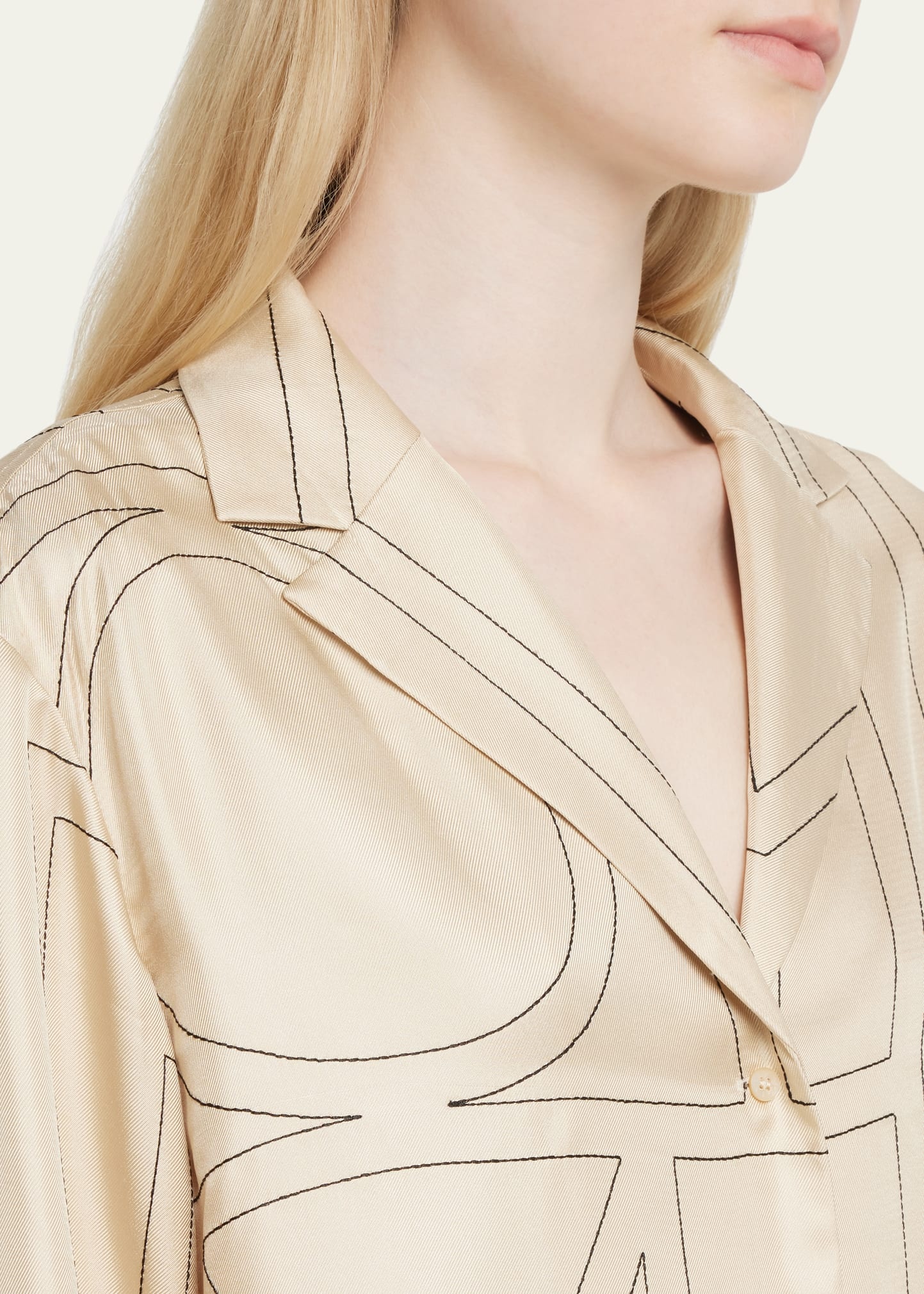 Monogram-Embroidered Silk Pajama Top - 5
