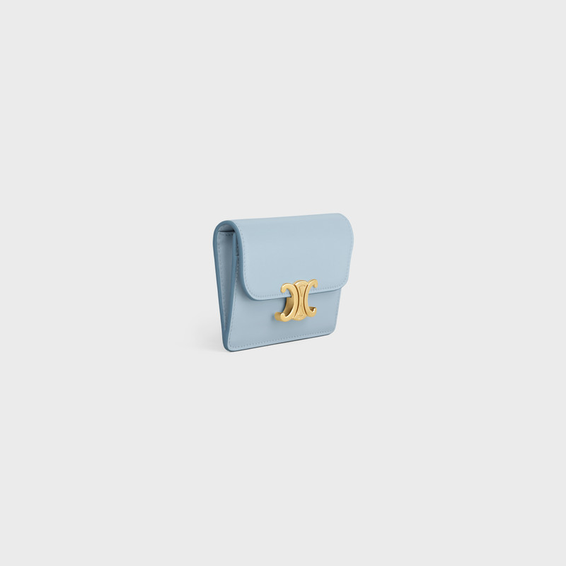 CELINE CARD HOLDER WITH FLAP TRIOMPHE in Shiny calfskin outlook