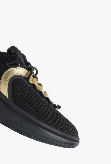 Black suede and mesh B-Runner sneakers with gold-tone details - 6