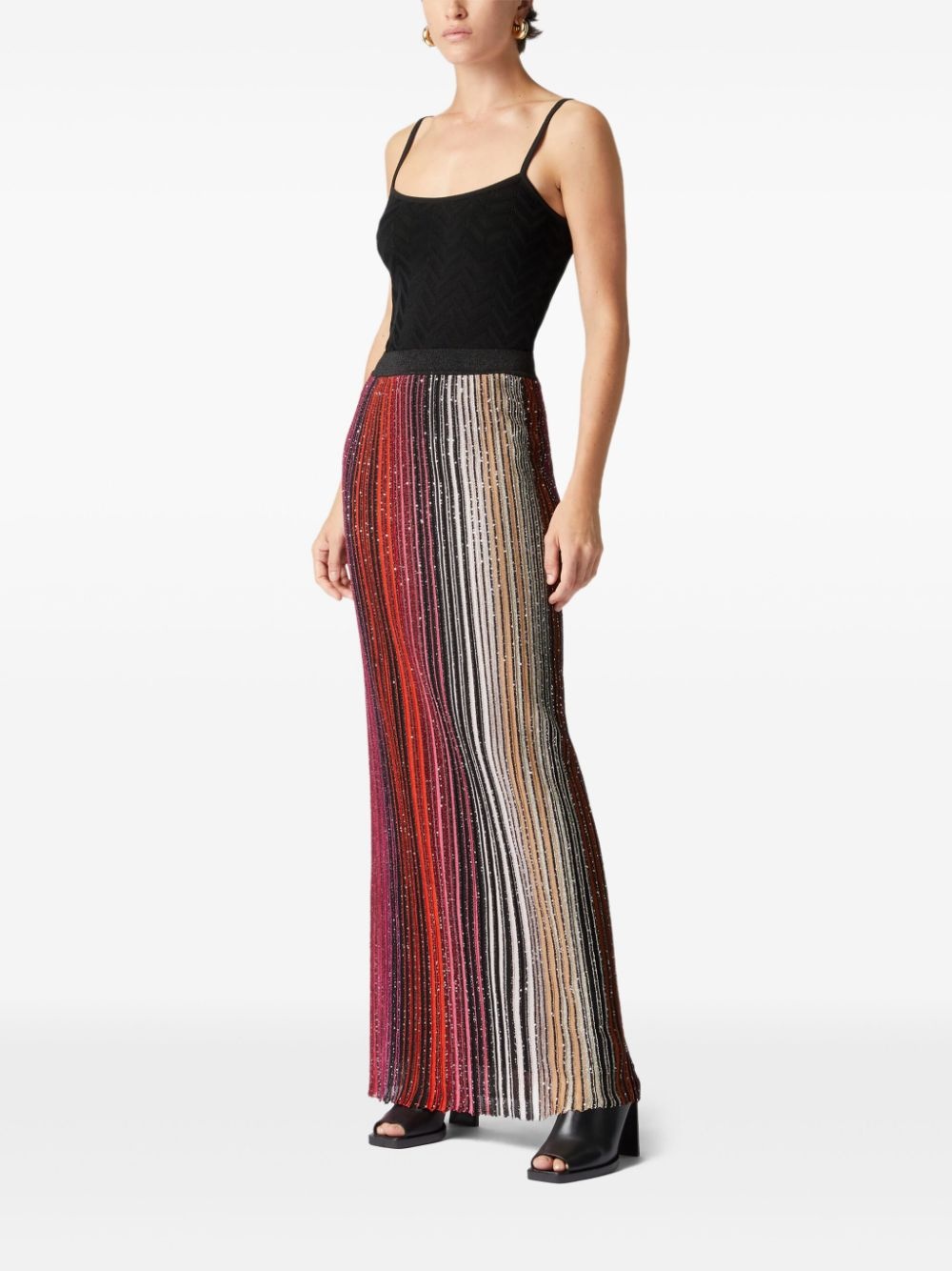 sequin-embellished striped maxi skirt - 2